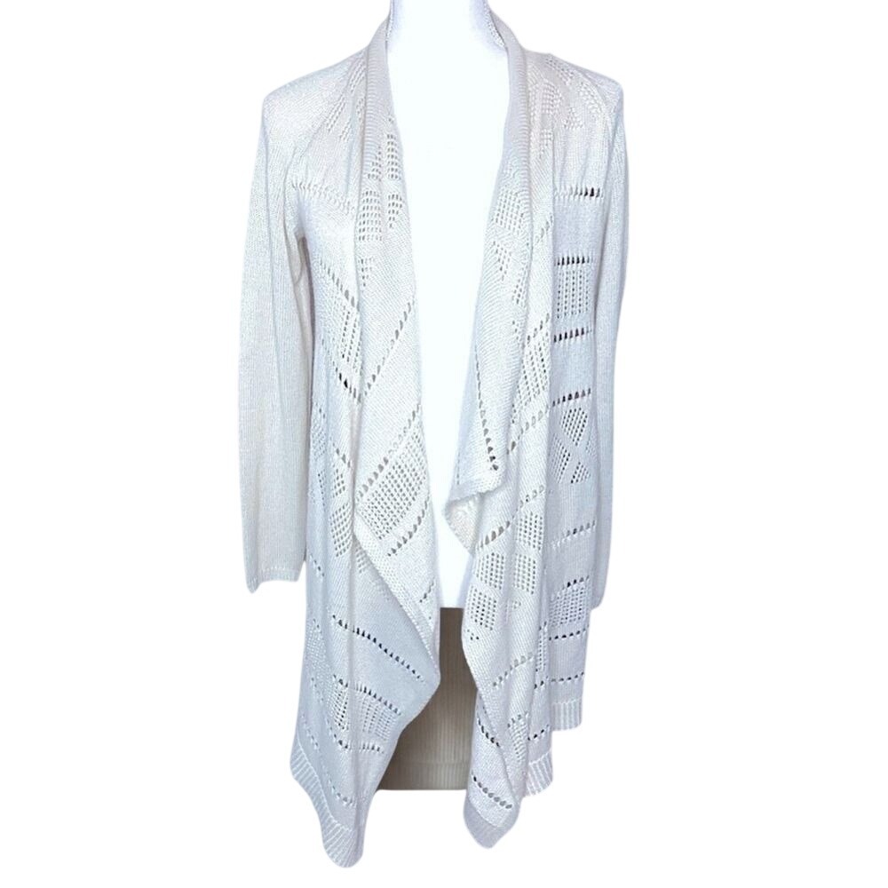 Knox Rose Cardigan Sweater Women Creme Lace Back Medium